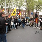 © Redaktion Kein Veedel für Rassismus - Fotoinfo: Manuela Eschert verkündet das Aus für Dügida.